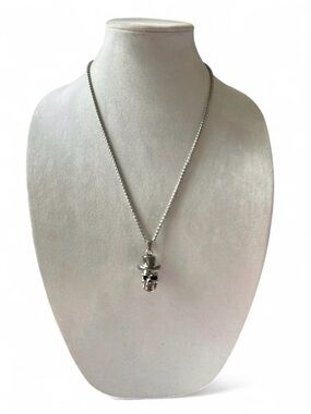 NWT Silver Skull Charm Pendant Necklace - Women Jewelry